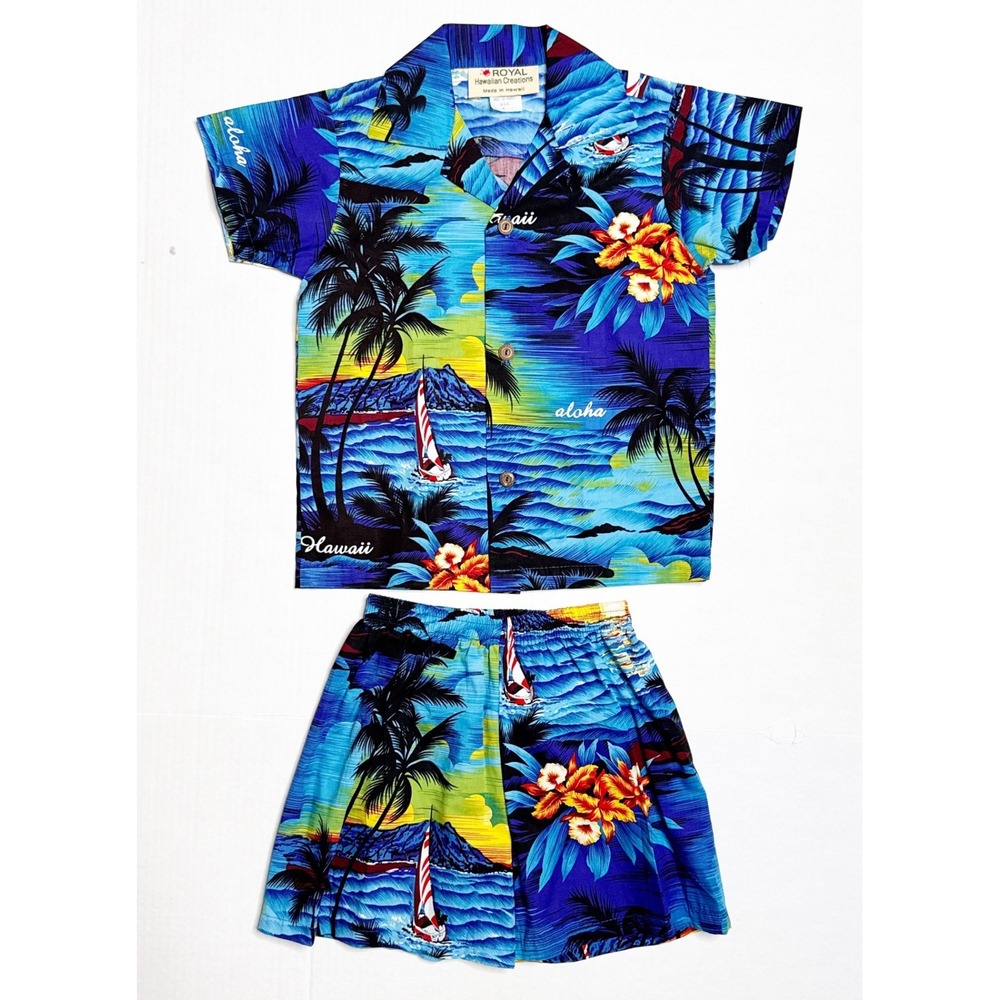 Vintage Royal Hawaiian Creations Kids Two Piece Set Size 4 Made in Hawaii‎